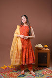Girls formal clothes | Rust & Gold | Formal 3 Piece Suit  | Viscose Raw-Silk | GDD-03255