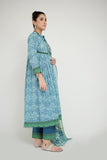 LAD-02687 | Turquoise Blue & Multicolor | Casual 3 Piece Suit  | Cotton Lawn Printed