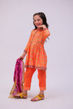 KAD-02747 | Orange & Multicolor | Casual 3 Piece Suit | Cotton Lawn Printed