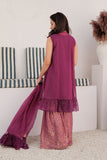 GDD-02848 | Magenta & Gold | Formal 3 Piece Suit | Polyester Bori Net