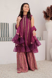 GDD-02848 | Magenta & Gold | Formal 3 Piece Suit | Polyester Bori Net
