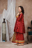 KDD-03016 | Maroon & Gold | Formal 3 Piece Suit | Viscose Chambray Silk