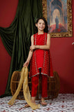 KDD-03017 | Red & Gold | Formal 3 Piece Suit | Viscose Raw Silk