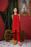 KDD-03017 | Red & Gold | Formal 3 Piece Suit | Viscose Raw Silk