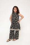 Kids Casual Dress | Black & Fawn | Casual 3 Piece Suit | Cotton Lawn Printed | KAD-03494