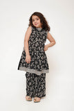Kids Casual Dress | Black & Fawn | Casual 3 Piece Suit | Cotton Lawn Printed | KAD-03494