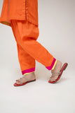 Kids Casual Dress | Orange & Multicolor | Casual 3 Piece Suit | Cotton Plain Embroidery | KAD-03423