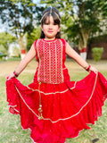 KDD-02755 | Red & Gold | Formal 3 Piece Suit | Crinkle Chiffon Fancy Fabric