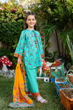 KAD-01723 | Sea Green & Multicolor | Casual 3 Piece Suit  | Cotton Lawn Print