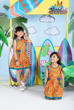 KAH-01563 | Orange & Multicolor | Casual Frock | Cotton Cambric Print