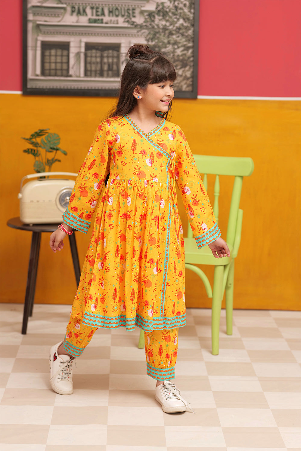 KAC-02237 | Yellow & Multicolor | Casual 2 Piece Suit  | Cotton Cambric Printed