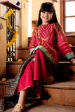 KBD-02308 | Red & Multicolor | Casual 3 Piece Suit  | Cotton Gold Printed Lawn