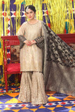 LDD-01894| Beige & Black | Formal 3 Piece Suit  | Banarsi Organza & Jacquard