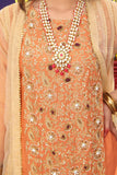 LDD-01895| Fawn  & Orange | Formal 3 Piece Suit  | Banarsi  Khaddi Pure Fabric