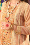 LDD-01895| Fawn  & Orange | Formal 3 Piece Suit  | Banarsi  Khaddi Pure Fabric