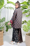 GAD-02107 | Black & Multicolor | Casual 3 Piece Suit | Viscose Acrylic Linen Printed