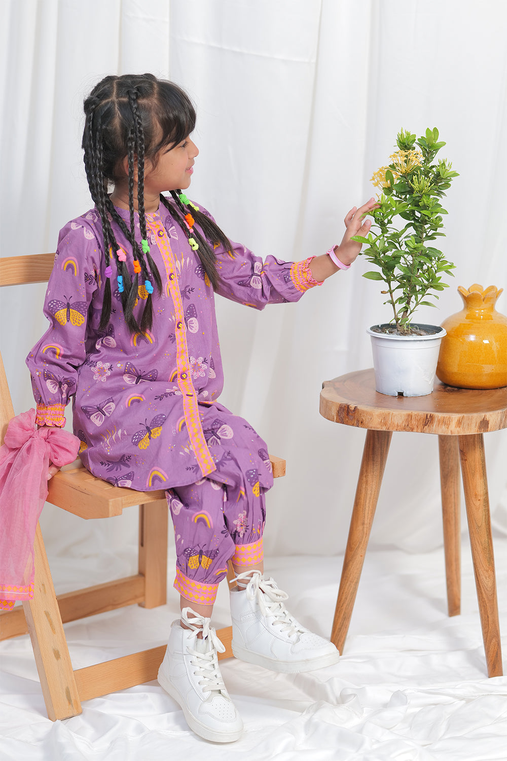 KAD-02070 | Light Purple & Multicolor | Casual 3 Piece Suit | Cotton Cambric Printed