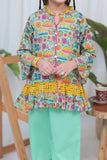 KAD-02068 | Sea Green & Multicolor | Casual 3 Piece Suit |  Cotton  Cambric Printed
