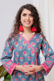 LAC-02074 | Dark Blue & Multicolor | Casual 2 Piece Suit |  Cotton  Cambric Printed