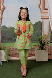 KAC-02178 | Parrot Green & Multicolor | Casual 2 Piece Suit  | Cotton Lawn Print