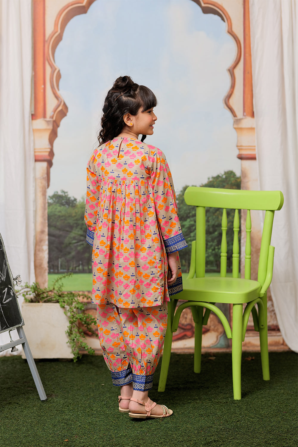 KAC-02126 | Fawn & Multicolor | Casual 2 Piece Suit  | Cotton Lawn Print