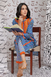 LAC-02164 | Blue & Multicolor | Casual 2 Piece Suit  | Cotton  Lawn Print