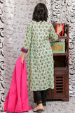 LAB-02162 | Light Green & Multicolor | Casual 2 Piece Suit  | Cotton Lawn Print