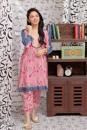 GAC-02153 | Pink & Multicolor  | Casual 2 Piece Suit   | Cotton Lawn print