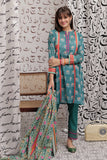GAD-02272 | Tarqvise Green & Multicolor | Casual 3 Piece Suit  | Cotton Lawn Print