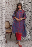 GAD-02266 | Blue & Red | Casual 3 Piece Suit  | Cotton Lawn Print