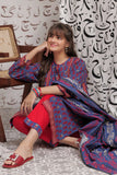 GAD-02266 | Blue & Red | Casual 3 Piece Suit  | Cotton Lawn Print