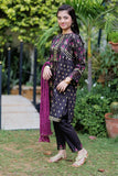 GBD-02295 | Black & Multicolor | Casual 3 Piece Suit  | Cotton Jacquard Meena