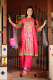 GBD-02320 | Shocking Pink & Multicolor | Casual 3 Piece Suit  | Cotton Gold Printed Lawn
