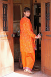 GBD-02304 | Orange & Multicolor | Casual 3 Piece Suit  | Cotton Gold Printed Lawn