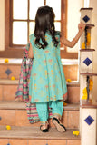 KBD-02309 | Sea Green & Mulitcolor | Casual 3 Piece Suit  | Cotton Gold Printed Lawn