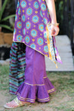 KBD-02316 | Purple & Multicolor | Casual 3 Piece Suit  | Cotton Gold Printed Lawn