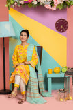 LBD-01768 | Yellow & Sea Green | Casual Plus 3pcs Suit | Cotton Lawn Gold Print