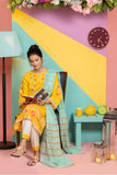 LBD-01768 | Yellow & Sea Green | Casual Plus 3pcs Suit | Cotton Lawn Gold Print