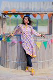 Casual Kurta | Cotton Lawn Print | Purple & Multicolor | LAA-01934