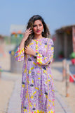 Casual Kurta | Cotton Lawn Print | Purple & Multicolor | LAA-01934