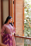 Casual Plus 3 Piece Suit  | Cotton Jacqurad  | Purple & Golden | LBD-01996