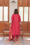 Casual Plus 3 Piece Suit  | Cotton Jacqurad  | Hot Pink & Golden | LBD-02004