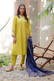 Casual Plus 3 Piece Suit  | Cotton Jacquard Dobby | Mehndi Green & Blue | LBD-02005