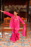 Casual Plus 3 Piece Suit | Cotton Jacquard & Dobby | Shocking Pink & Gold | KBD-02014