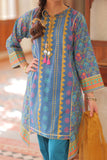 Casual Plus 3 Piece Suit | Cotton Gold Printed Lawn | Turquoise Blue & Gold | GBD-02000