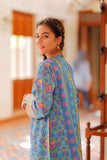 Casual Plus 3 Piece Suit | Cotton Gold Printed Lawn | Turquoise Blue & Gold | GBD-02000