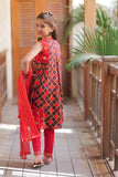 KBD-01948 | Red & Multicolor | Casual Plus 3 Piece Suit | Cotton Gold Printed Lawn