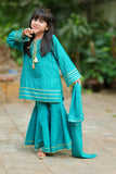 Casual Plus 3 Piece Suit | Cotton Jacquard Dobby | Turquoise & Golden | KBD-02060