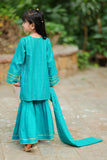 Casual Plus 3 Piece Suit | Cotton Jacquard Dobby | Turquoise & Golden | KBD-02060